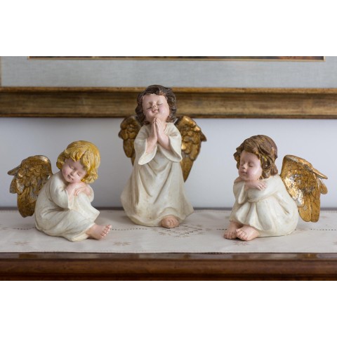 Colored and Gold Patinated Angels in Ceramic